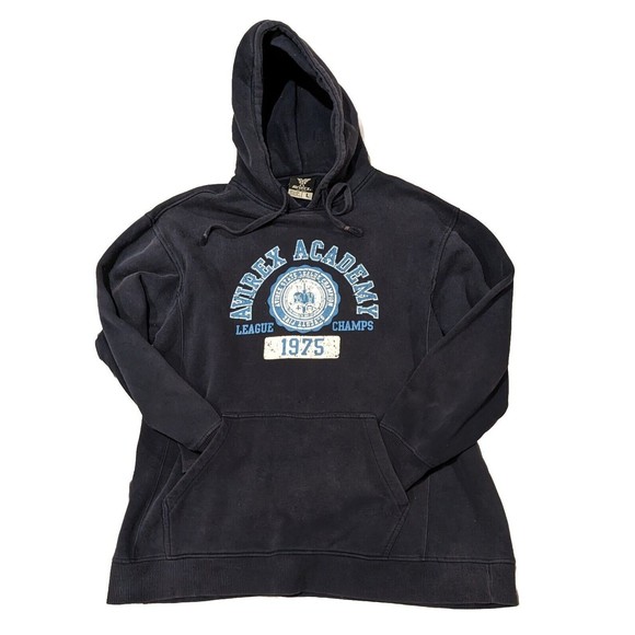 Vintage AVIREX ACADEMY LEAGUE CHAMPS 1975 Hoodie Sweatshirt Size Large Blue - Picture 1 of 4